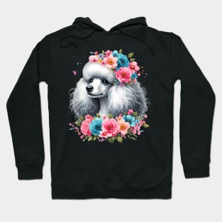 A poodle with beautiful colorful flowers Hoodie